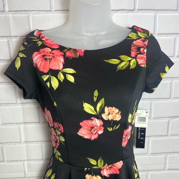 TRIXXI Black and Pink Fit and Flare Mini Dress with Bateau Neckline/size S - Picture 2 of 14